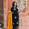 Black Hand-Embroidered Three-Piece Dress – Simple & Elegant